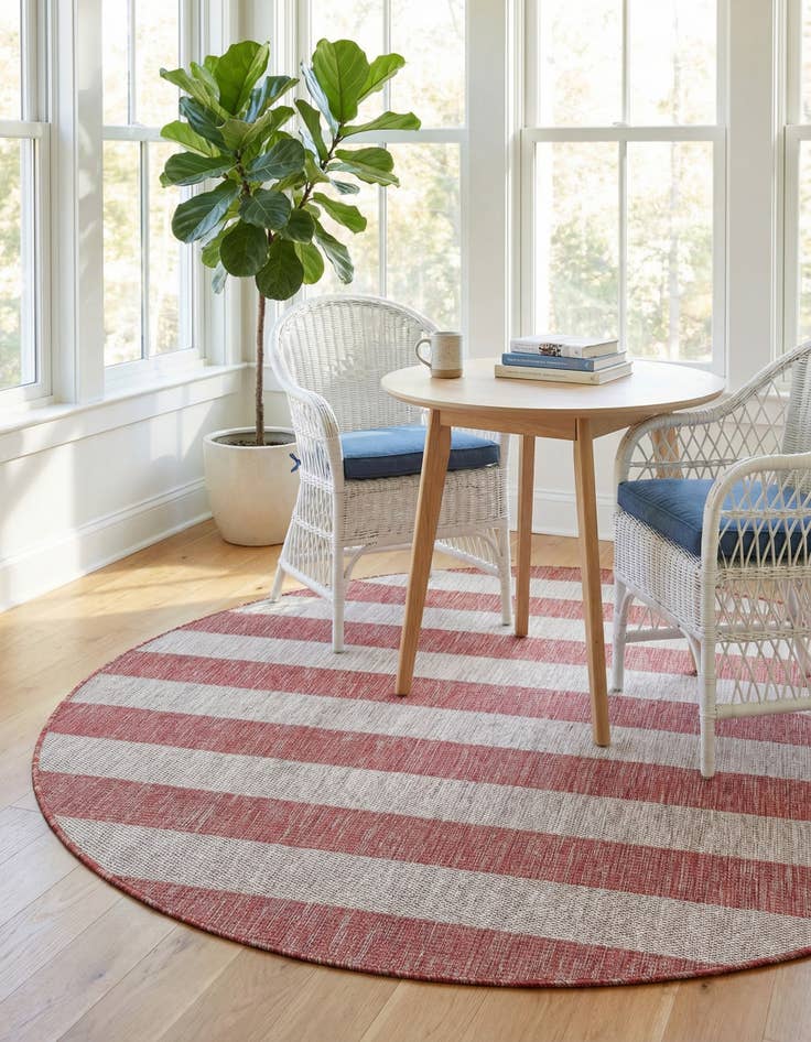 Detail image of 5' 3 x 5' 3 Washable Ribbon Indoor / Outdoor Round Rug