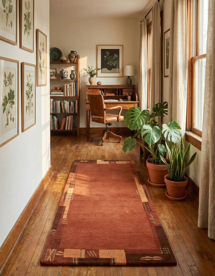 Detail image of 2' 4 x 4' 7 Hand Knotted Nepal Wool Runner Rug