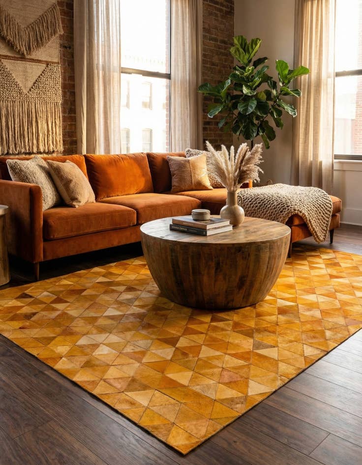 Detail image of 5' 2 x 8' 1 Cowhide Stocks Rug