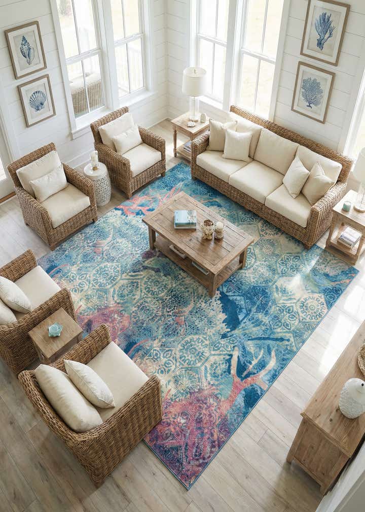 10' x 10' Easy-Clean Coastal Indoor / Outdoor Square Rug