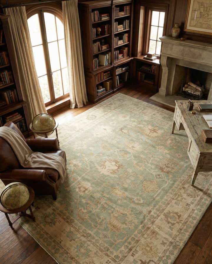 8' x 9' 3 Hand Knotted Oushak Wool Rug
