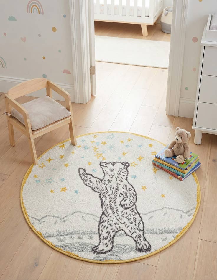 Detail image of 3' 3 x 3' 3 Bear Whimsy Kids Round Rug