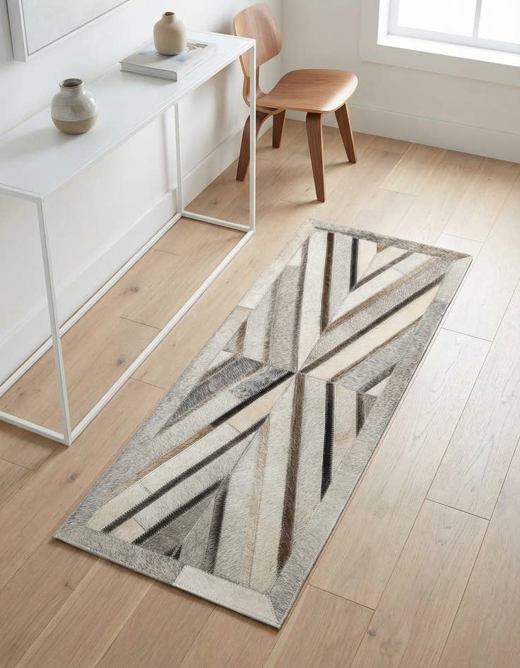 Detail image of 1' 2 x 3' 1 Cowhide Leather Runner Rug