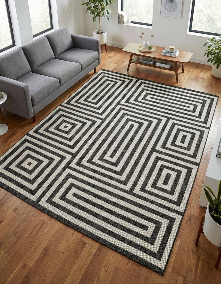 Detail image of  7' 10 x 10'  Washable Modern Indoor / Outdoor Rug