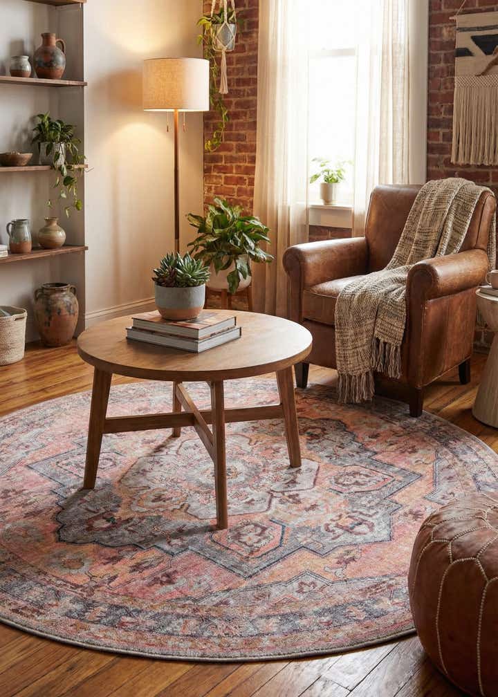 5' 3 x 5' 3 Washable Mangata Round Rug