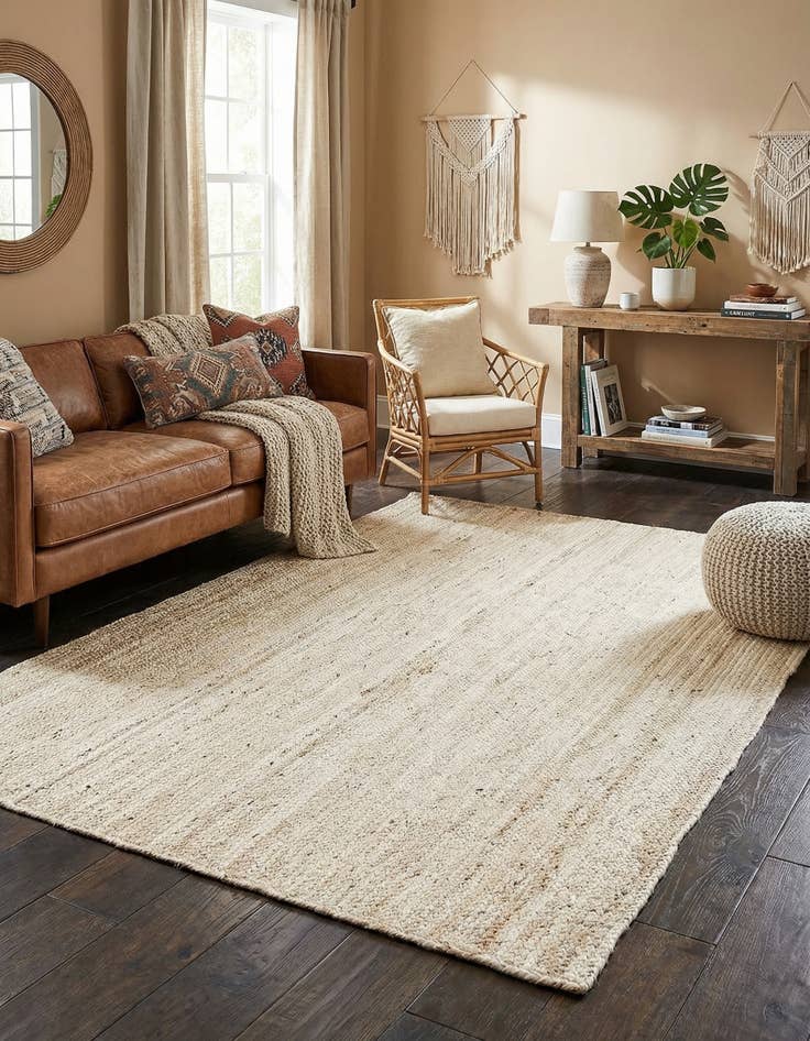 Detail image of 5' 1 x 8' Handmade Braided Jute Rug