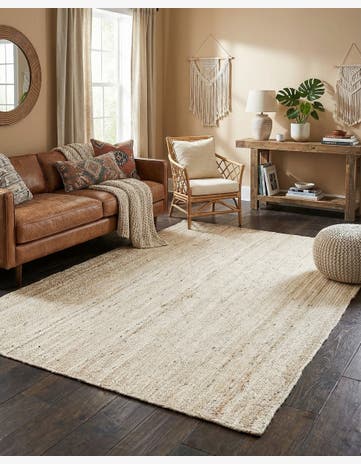 White Handmade Braided Jute Rug