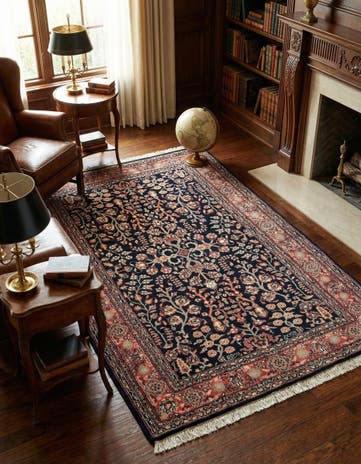 4' 7 x 6' 9 Hand Knotted Sarough Wool Rug