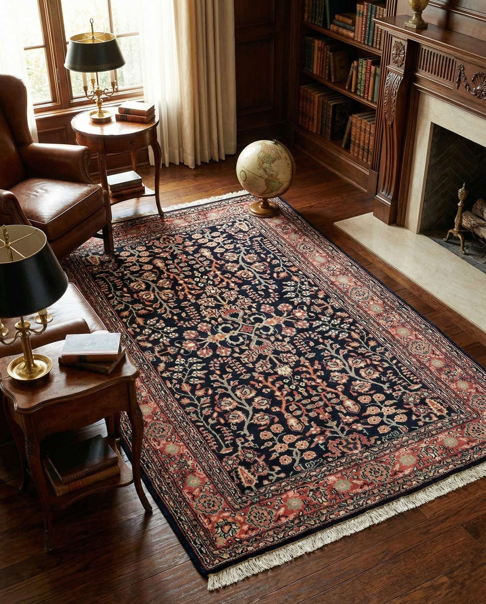 4' 7 x 6' 9 Hand Knotted Sarough Wool Rug