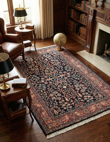 4' 7 x 6' 9 Hand Knotted Sarough Wool Rug