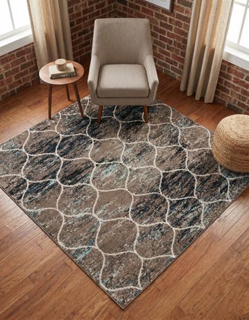 6' x 6' Lattice Frieze Square Rug