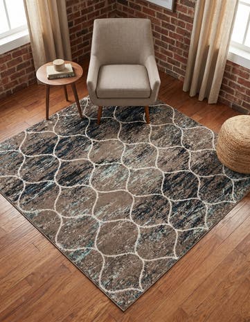 6' x 6' Lattice Frieze Square Rug