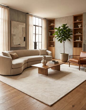 Pearl Ivory WoolCraft Geometric Rug