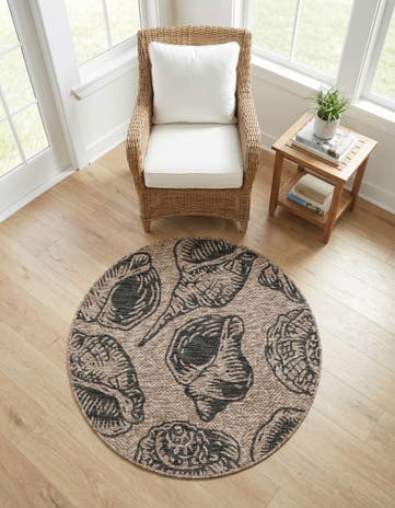 3' x 3' Easy-Clean Coastal Indoor / Outdoor Round Rug