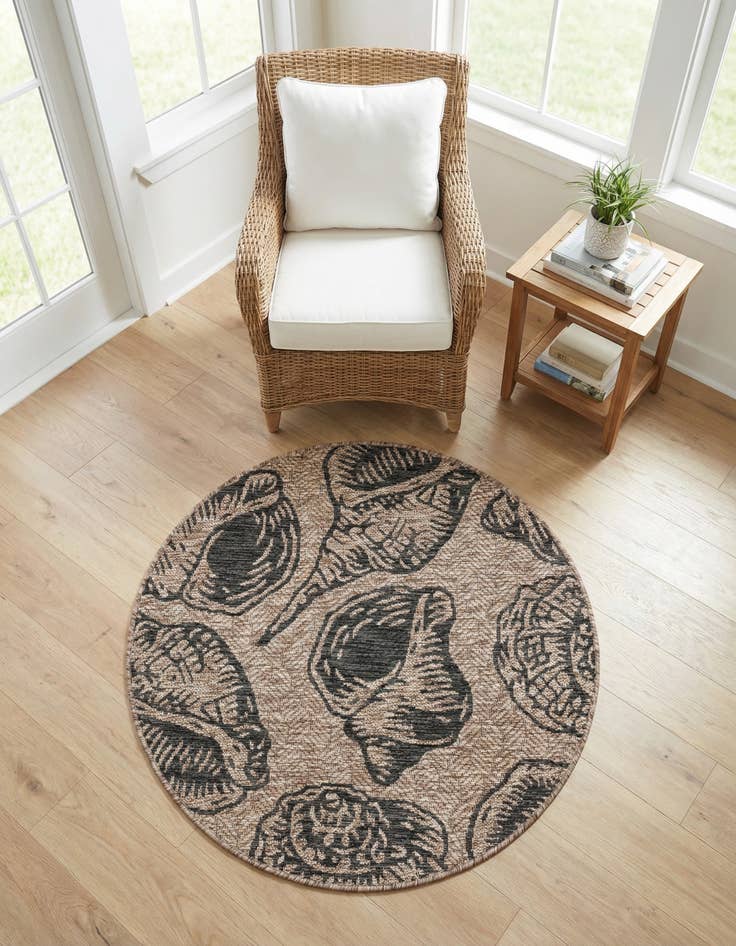 Detail image of 3' x 3' Easy-Clean Coastal Indoor / Outdoor Round Rug