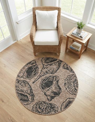 3' x 3' Easy-Clean Coastal Indoor / Outdoor Round Rug