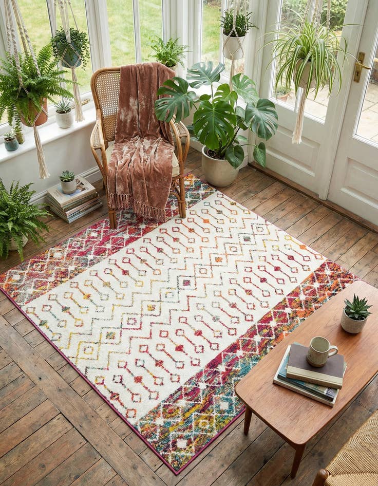 Detail image of 5' 3 x 5' 3 Moroccan Trellis Square Rug