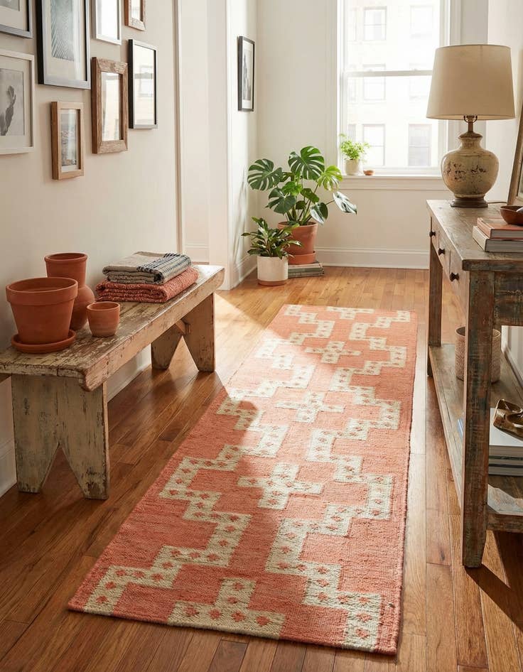 Detail image of 2' x 8' Hand Woven Kilim Wool Runner Rug