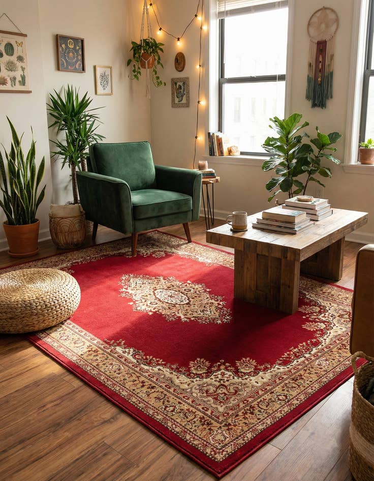 Detail image of 5' 3 x 8' Mashad Design Rug