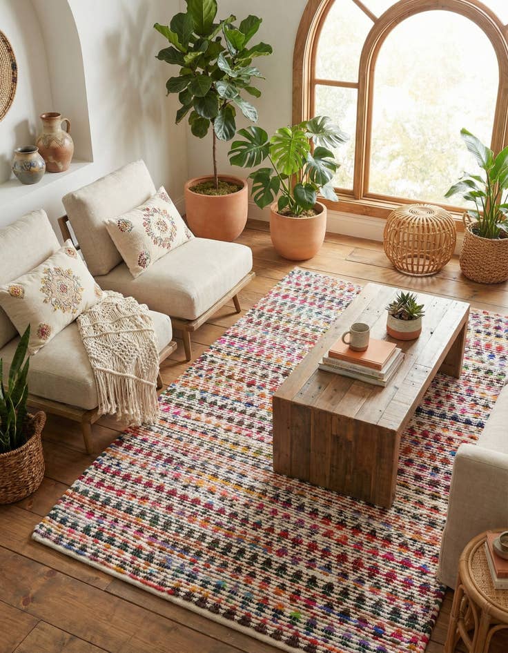 Detail image of 5' 1 x 8' Hand Woven Braided Chindi Rug