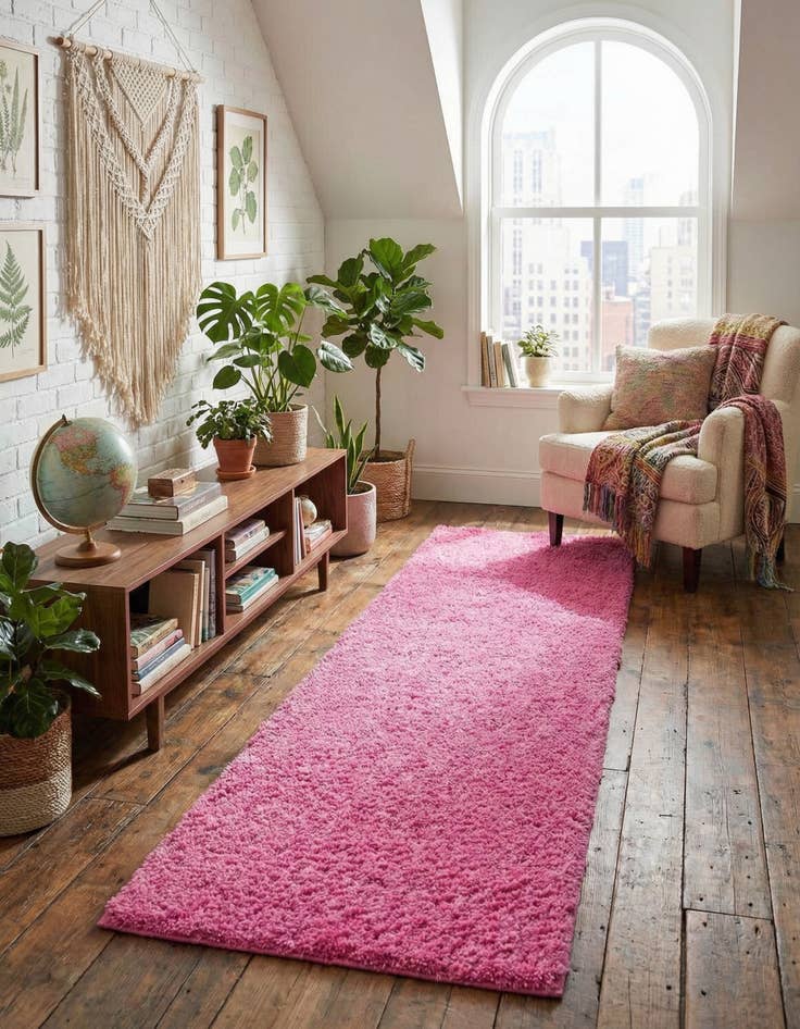 Detail image of 2' 7 x 13' Solid Shag Runner Rug