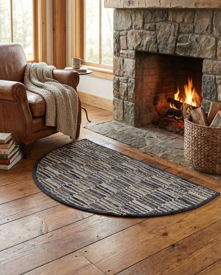 2' 2 x 3' 7 Hand Woven Chindi Jute Hearth Rug