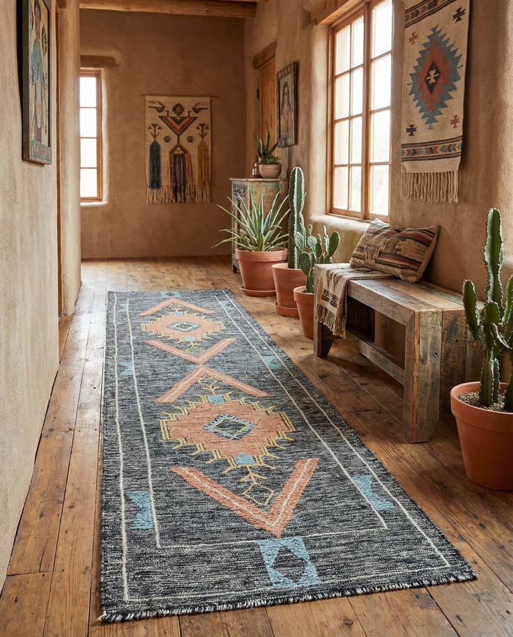 Detail image of 2' 7 x 12' Hand Woven Kilim Wool Runner Rug