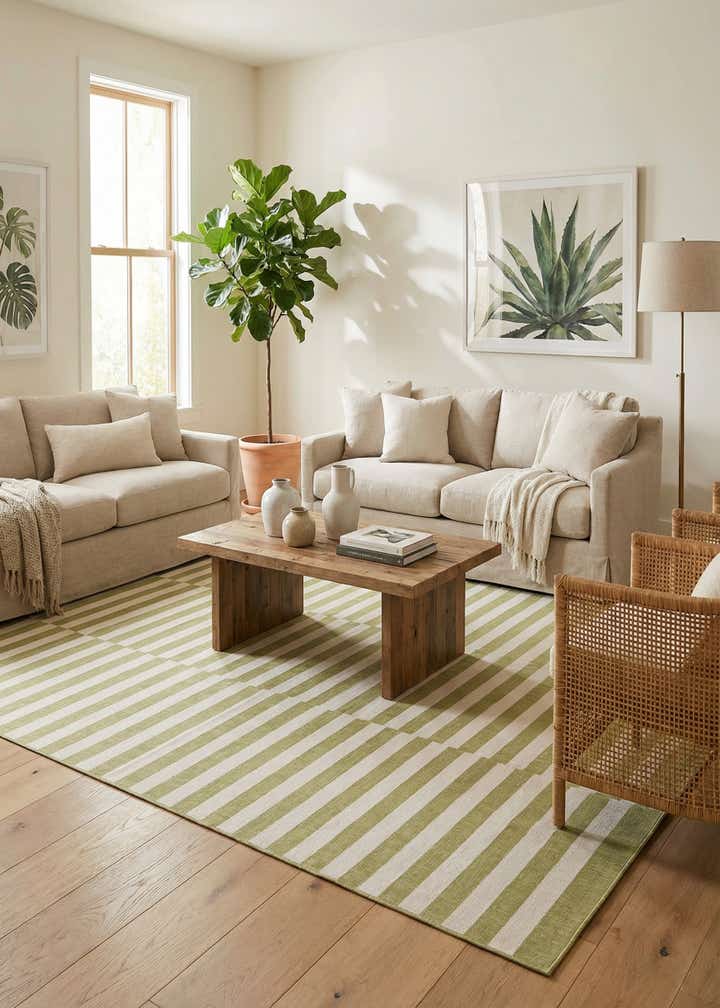10' x 14' Easy-Clean Striped Indoor / Outdoor Rug