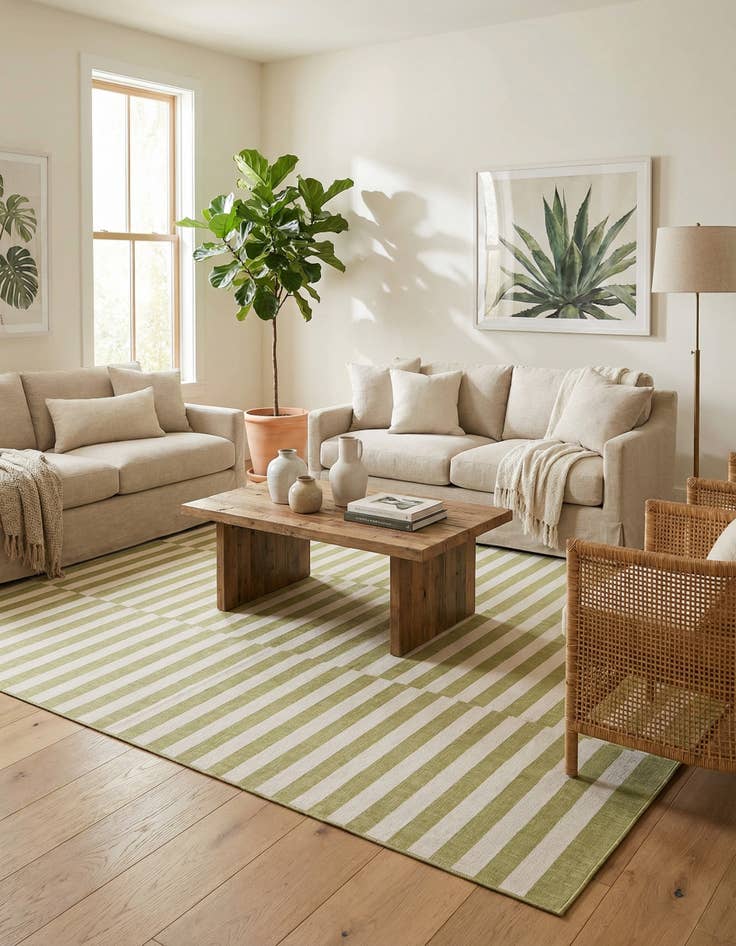 Detail image of 10' x 14'  Washable Striped Indoor / Outdoor Rug