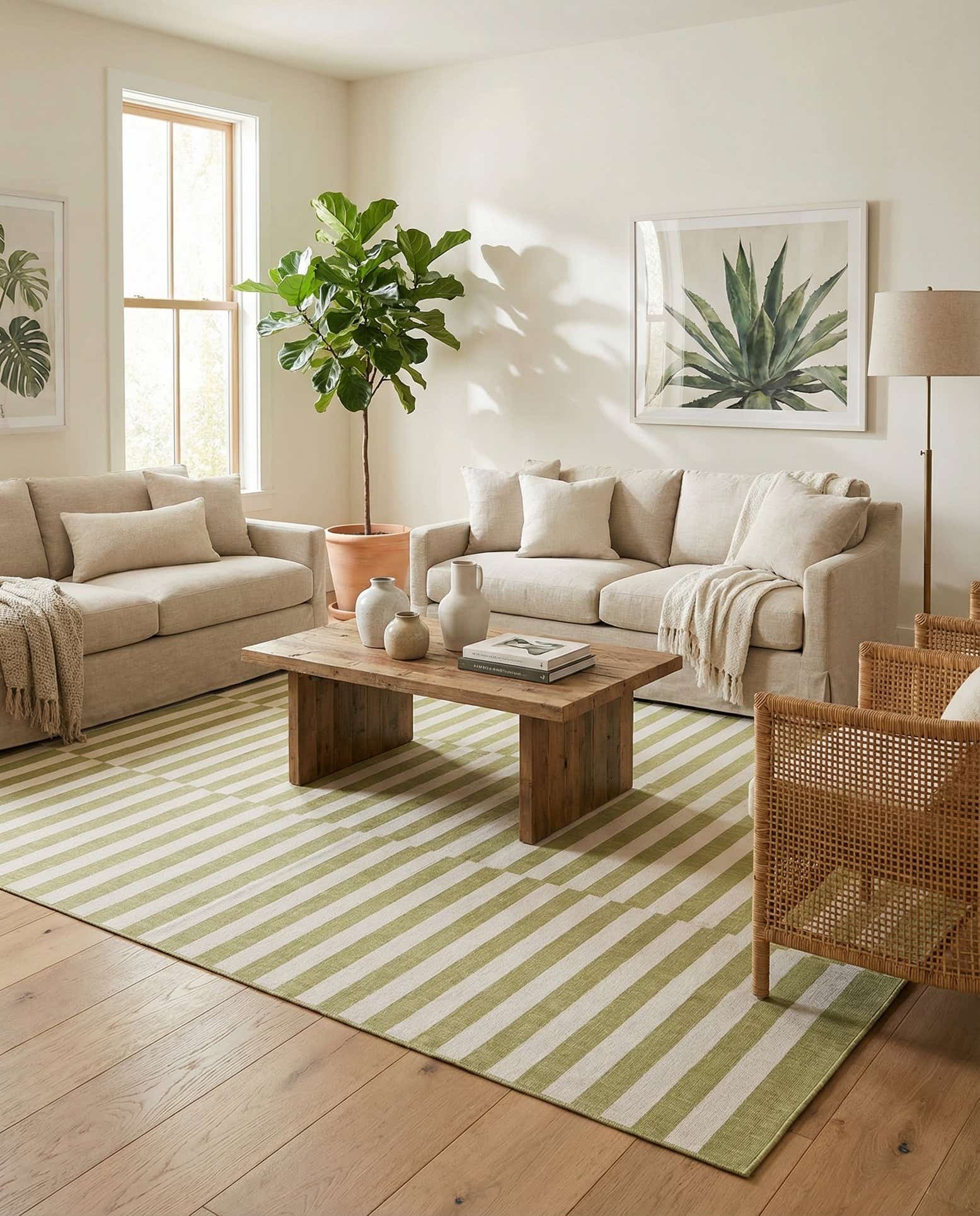 10' x 14' Easy-Clean Striped Indoor / Outdoor Rug