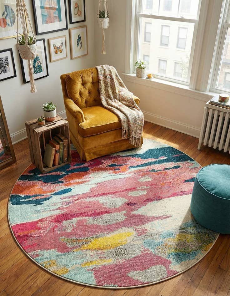 Detail image of 5' 3 x 5' 3 Washable Hyacinth Round Rug