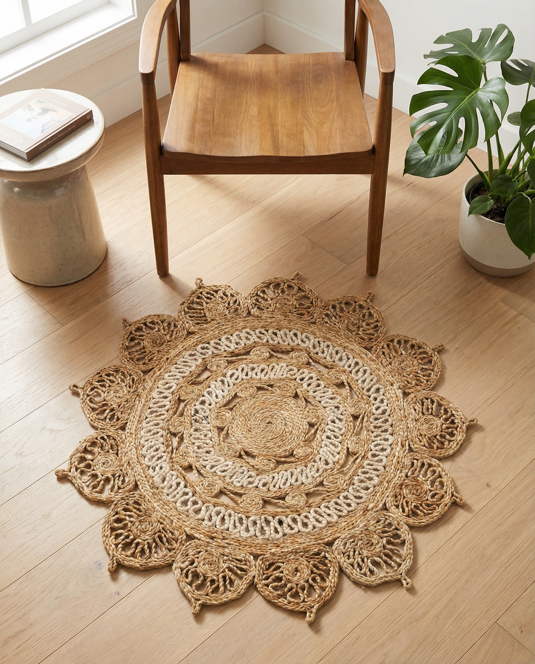 3' 1 x 3' 1 Handmade Braided Jute Round Rug