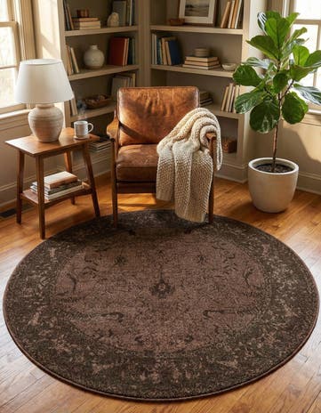 Brown Vista Round Rug