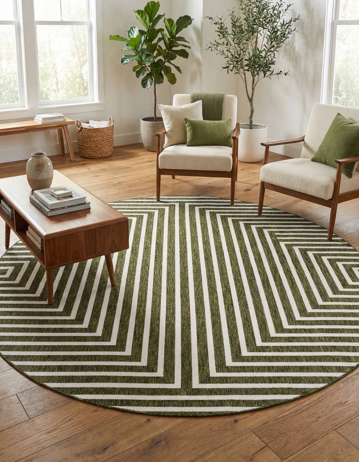 Detail image of 10' x 10'  Washable Modern Indoor / Outdoor Round Rug