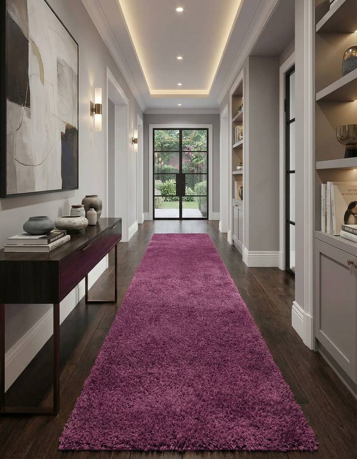 Detail image of 2' 7 x 19' 8 Solid Shag Runner Rug