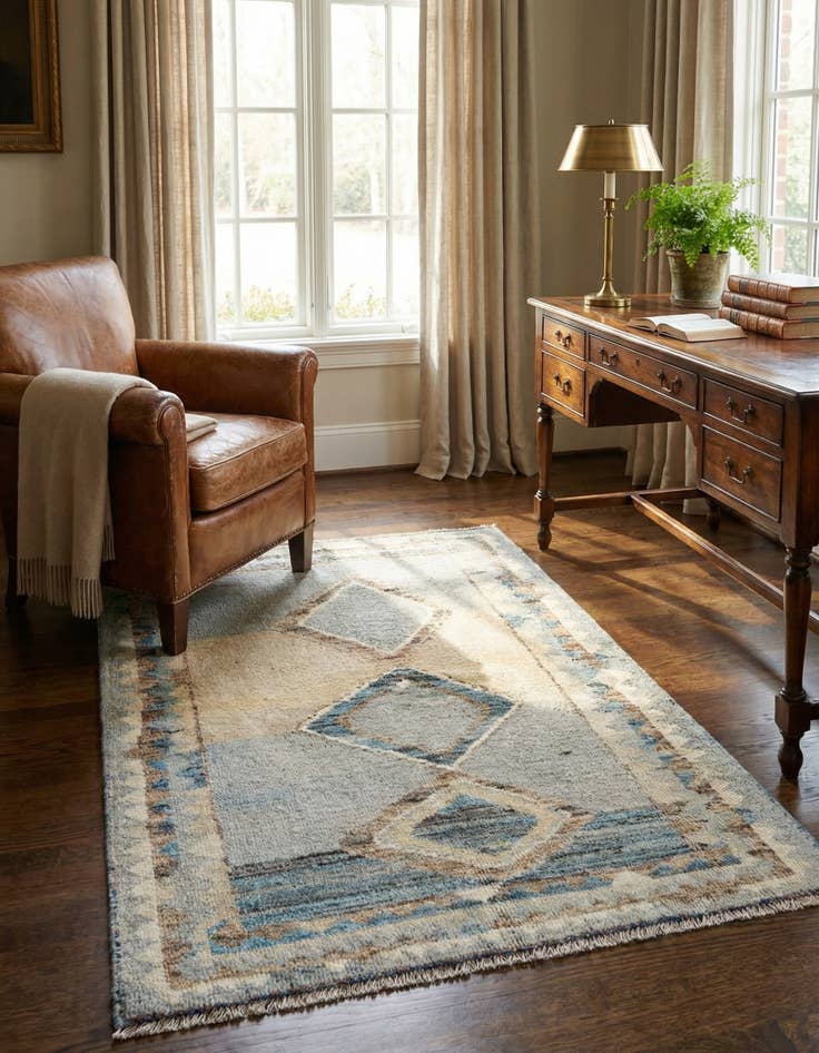 Detail image of 3' 3 x 4' 5 Hand Knotted Oushak Wool Rug