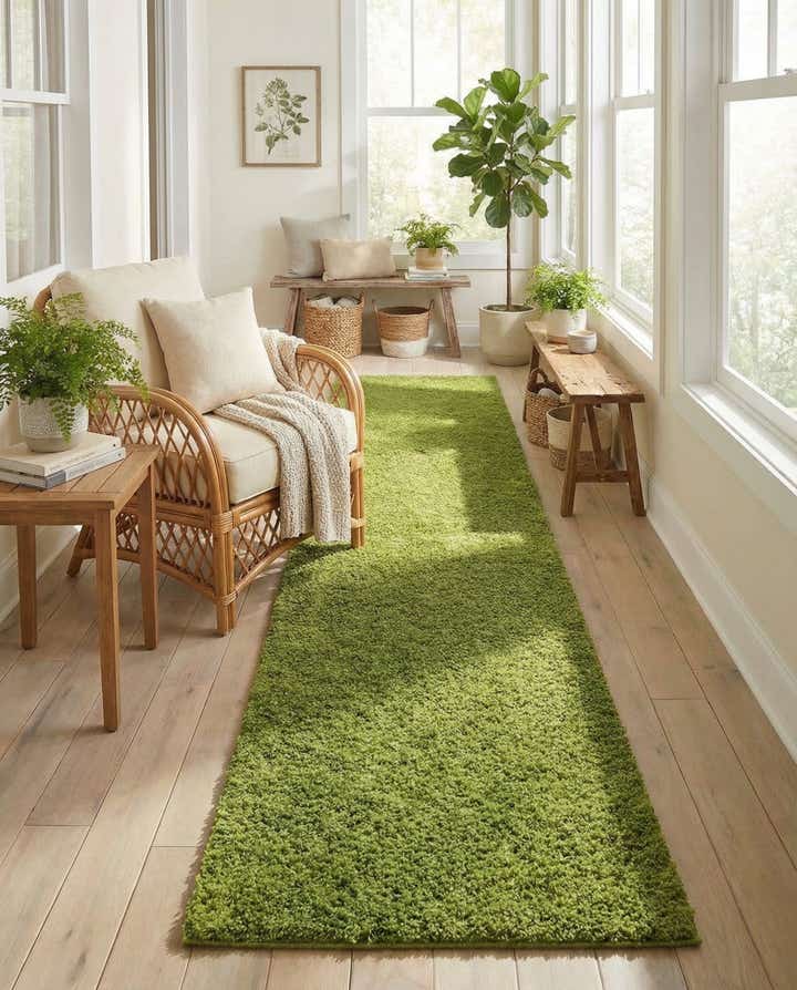 2' 7 x 14' Solid Shag Runner Rug