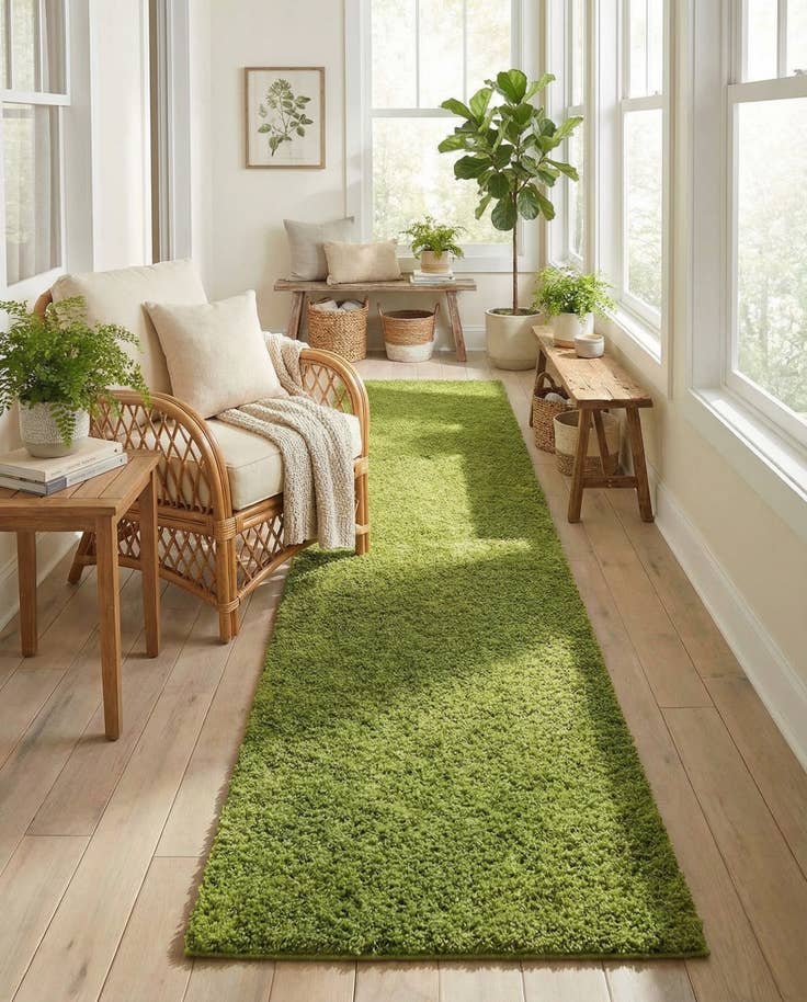 Detail image of 2' 7 x 14' Solid Shag Runner Rug