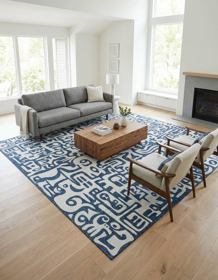 Detail image of 12' x 12' Easy-Clean Modern Indoor / Outdoor Square Rug