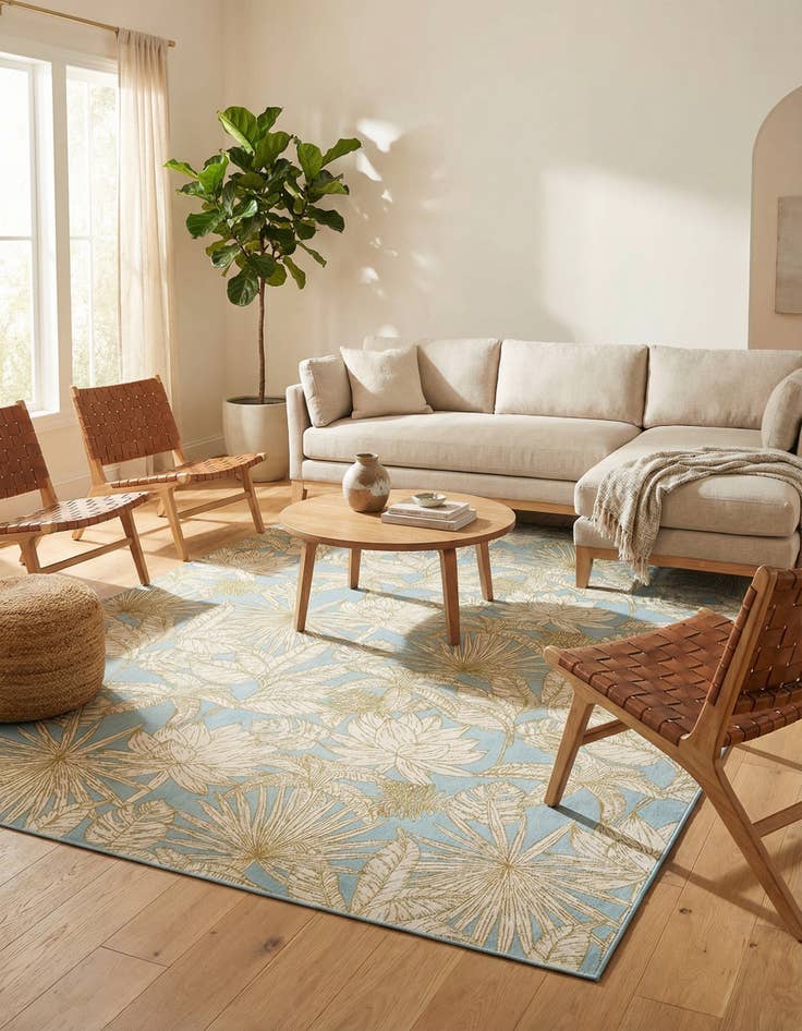 Detail image of 10' x 14' 2 Washable Botanical Indoor / Outdoor Rug