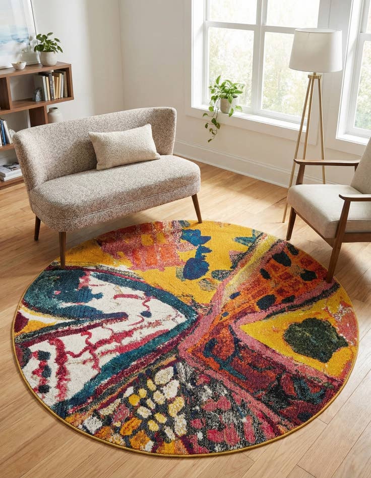 Detail image of 5' 3 x 5' 3  Washable Haerfest Round Rug