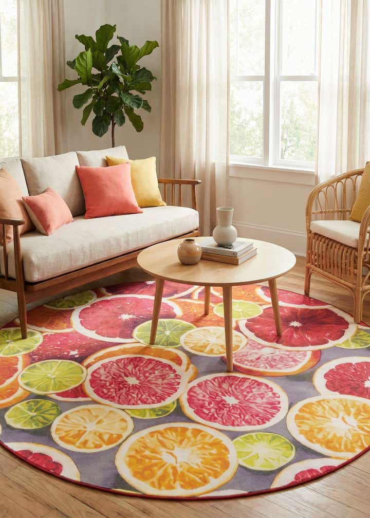 10' x 10' Easy-Clean Jill Zarin Caribbean Indoor / Outdoor Round Rug