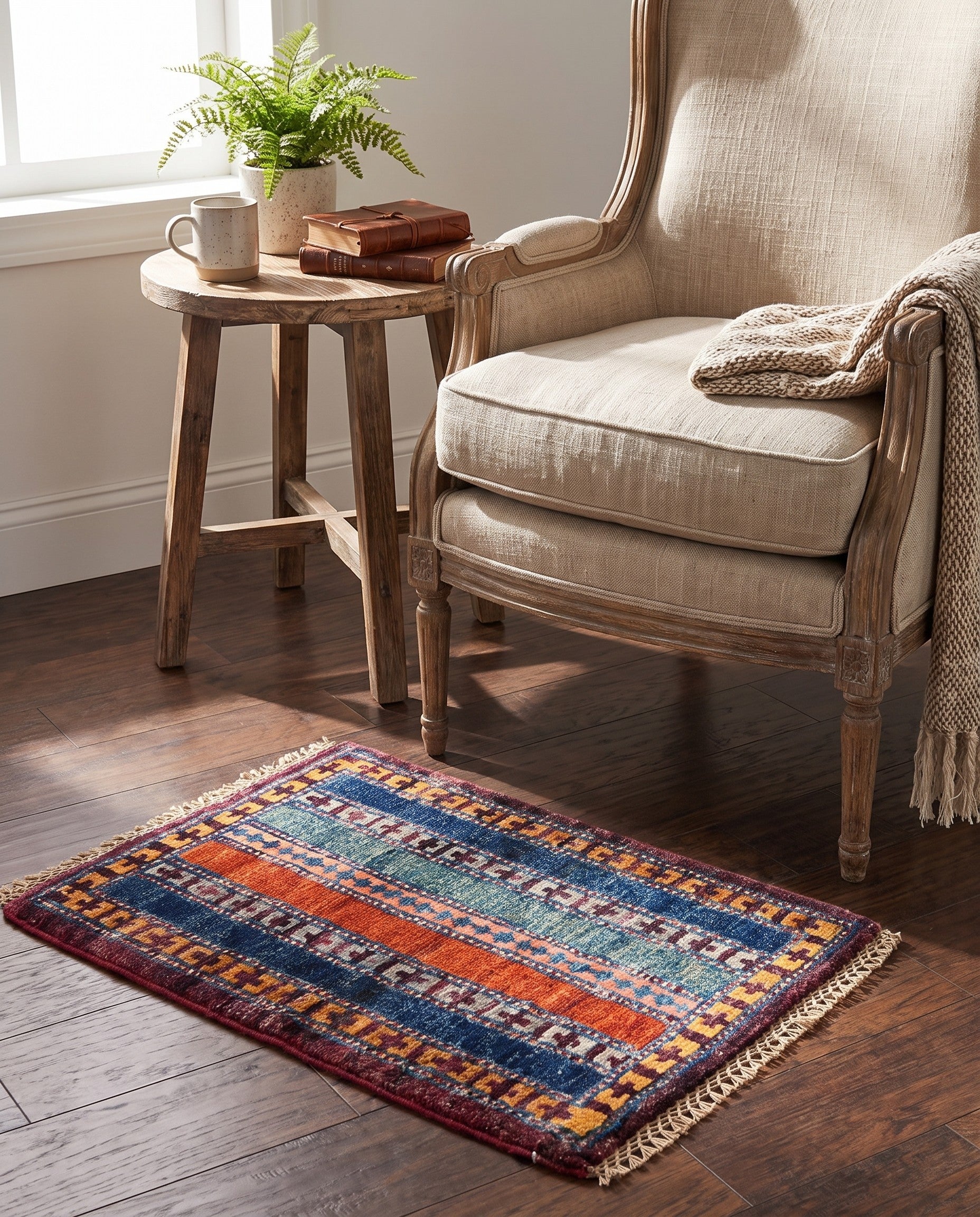 1' 4 x 2' Hand Knotted Ziegler Rug