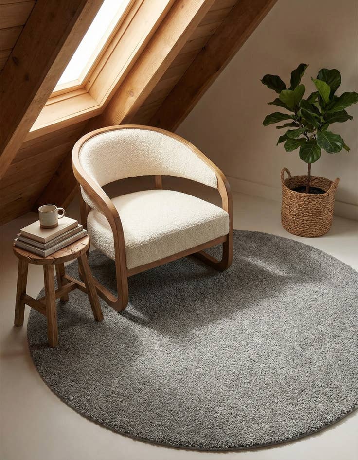 Detail image of 5' 3 x 5' 3 Solid Frieze Round Rug