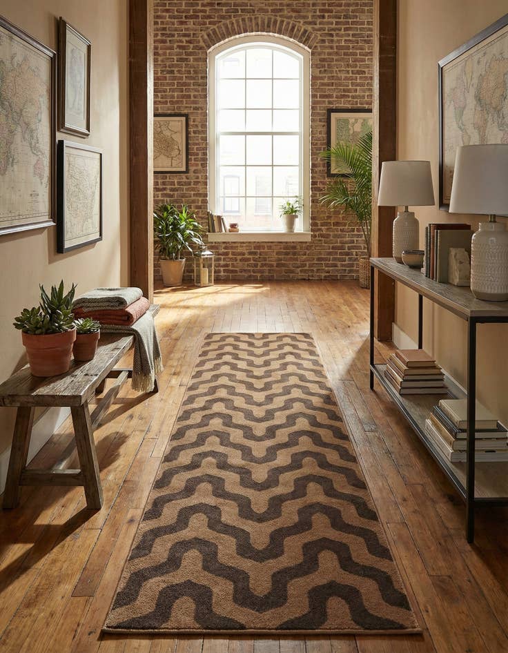 Detail image of 2' 7 x 9' 10 Chevron Runner Rug