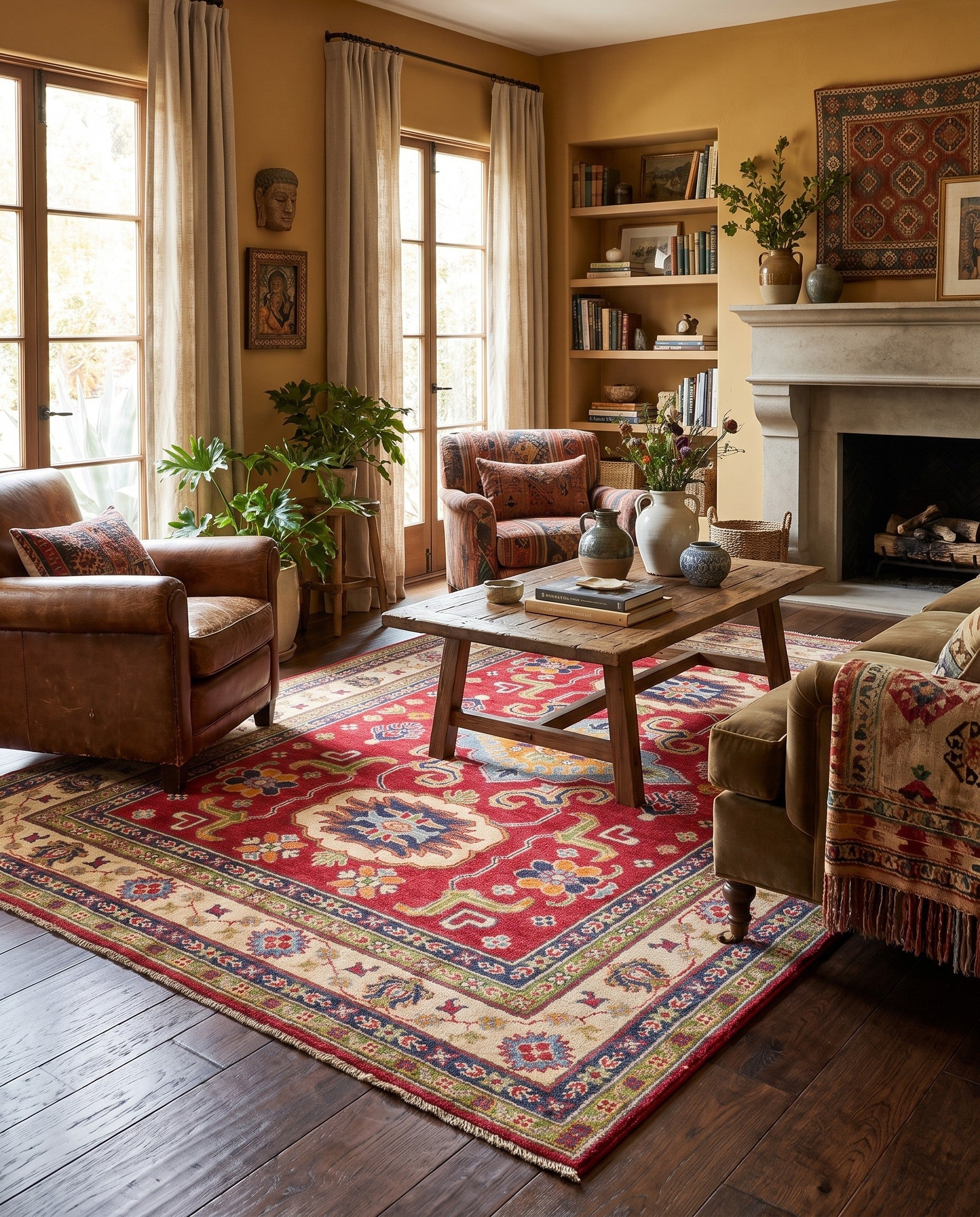 155cm x 205cm Hand Knotted Kazak Rug