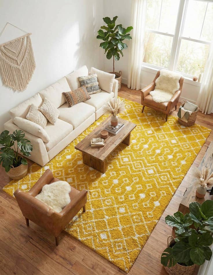 Detail image of 10' x 14' Moroccan Trellis Shag Rug