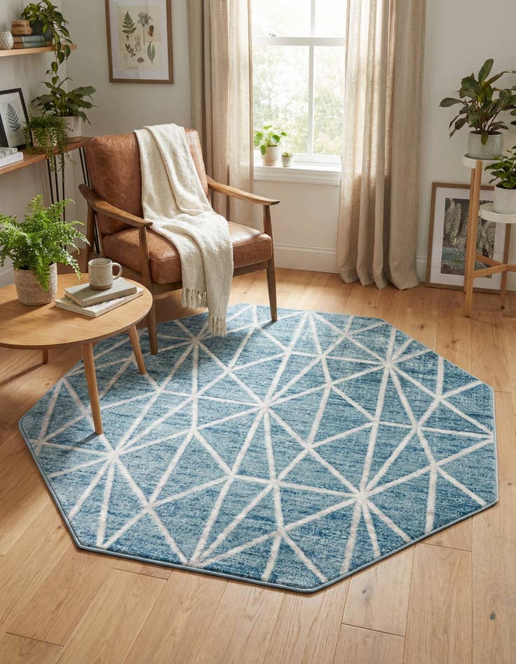 Detail image of  5' 3 x 5' 3 Lattice Trellis Octagon Rug