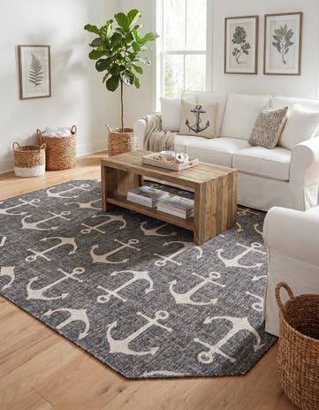 7' 10 x 10' Easy-Clean Coastal Indoor / Outdoor Oval Rug