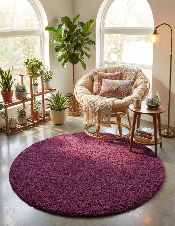 Detail image of 6' x 6' Solid Shag Round Rug